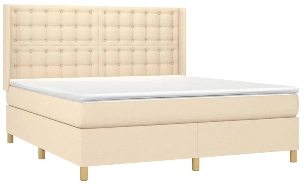 vidaXL Κρεβάτι Boxspring με Στρώμα Κρεμ 160x200 εκ. Υφασμάτινο