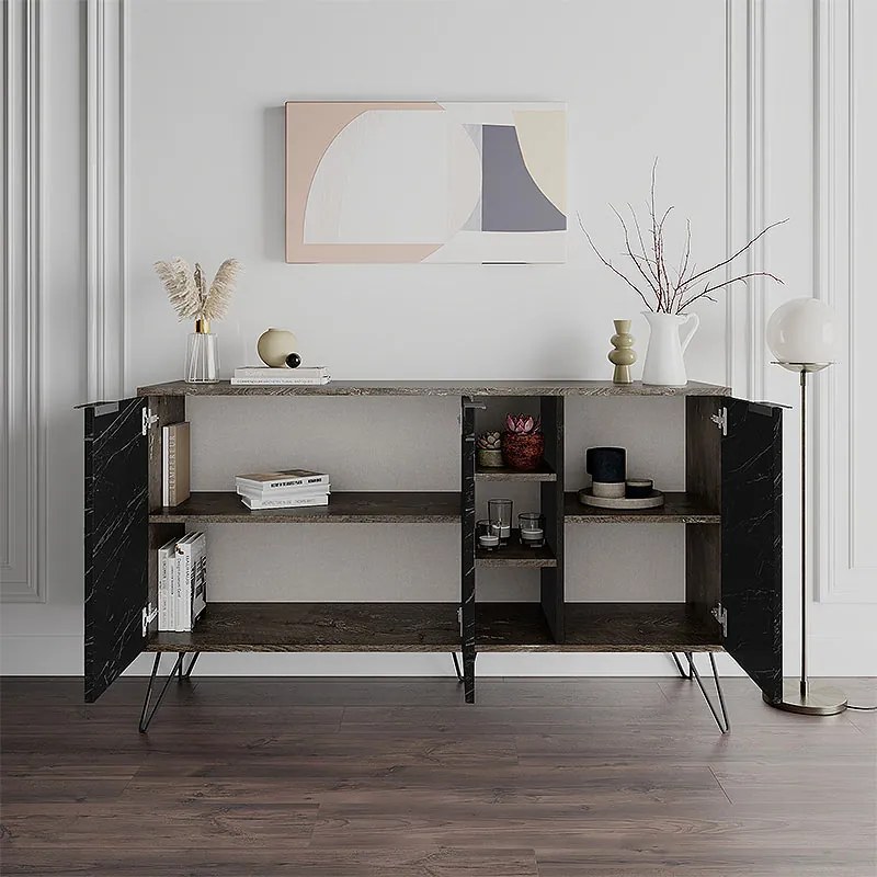 ΜΠΟΥΦΕΣ CLARA MEGAPAP ΧΡΩΜΑ DARK COFFEE - ΜΑΥΡΟ ΕΦΕ ΜΑΡΜΑΡΟΥ 142X35,6X83ΕΚ.