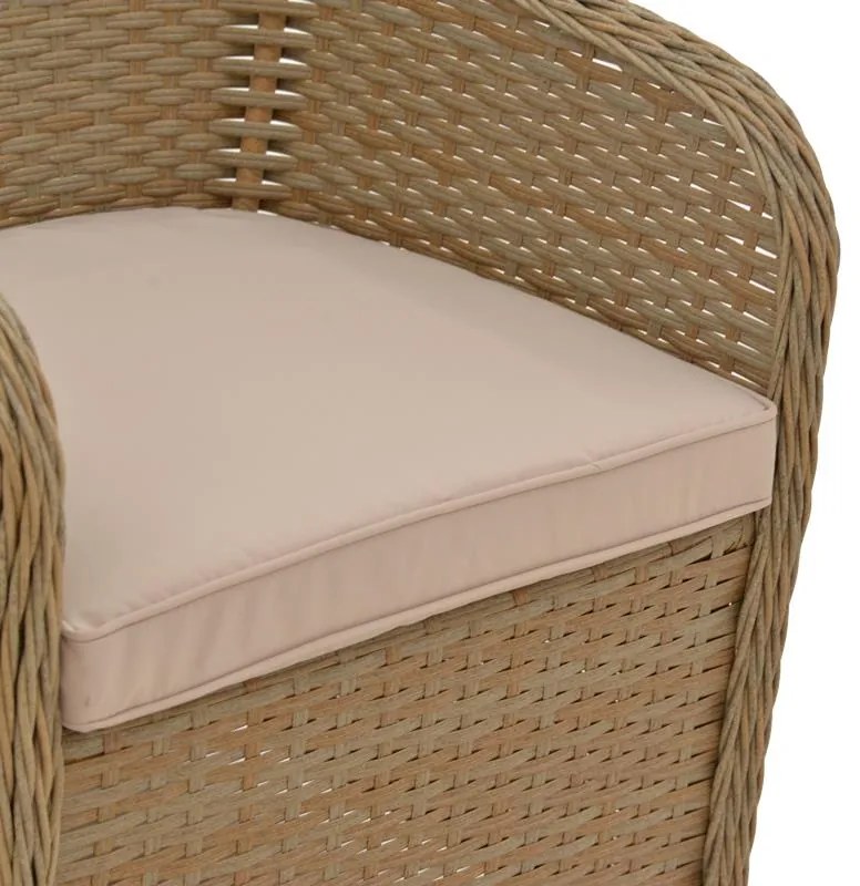 Πολυθρόνα κήπου Hadrian rattan καφέ- textilene μπεζ 57x70x85εκ 57x70x85 εκ.