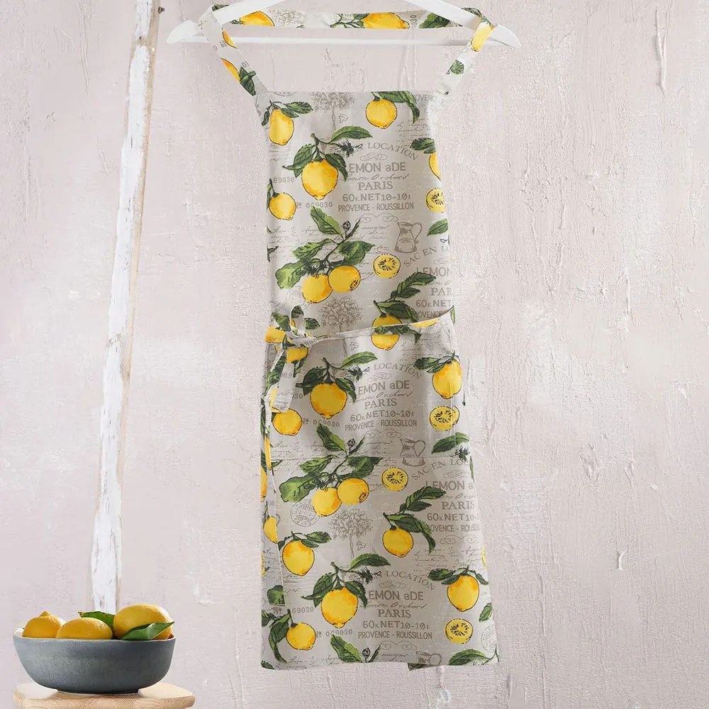 Ποδιά Ολόσωμη Limoncello Grey-Yellow Ρυθμός 60x85cm 100% Βαμβάκι