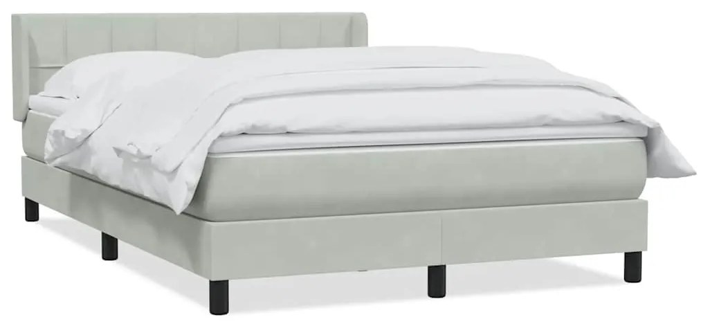 vidaXL Κρεβάτι Boxspring με Στρώμα Ανοιχτό Γκρι 160x210 εκ. Βελούδινο