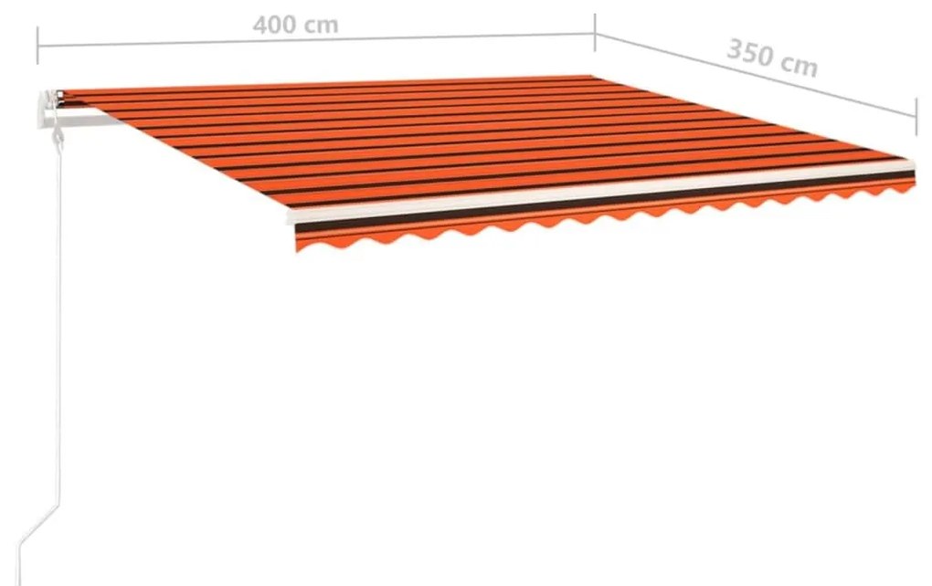 Τέντα Συρόμενη Χειροκίνητη με LED Πορτοκαλί / Καφέ 4x3,5 μ. - Πολύχρωμο