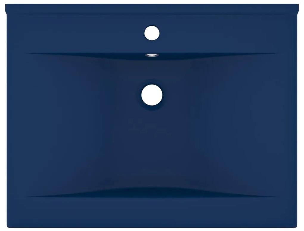 Νιπτήρας με Οπή Βρύσης Σκούρο Μπλε Ματ 60 x 46 εκ. Κεραμικός - Μπλε