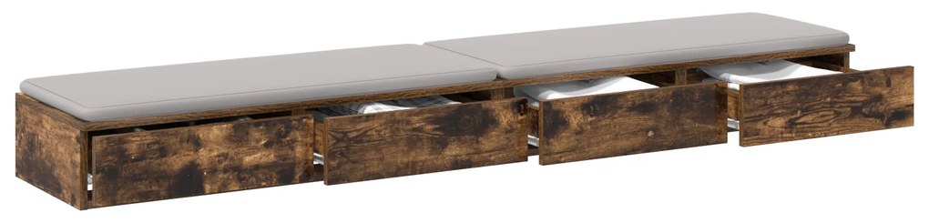 vidaXL Συρτάρια Κρεβατιού σε Καπνιστή Δρυς - 180x36.5x16.5 εκ - Φτιαγμένο από Φυσικό Ξύλο
