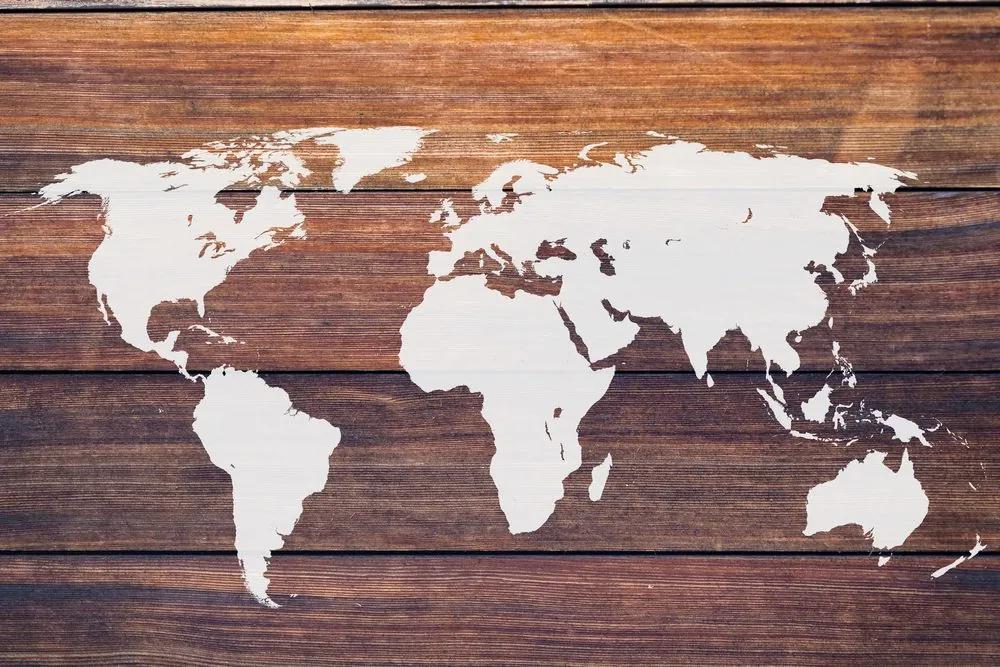 Εικόνα στον παγκόσμιο χάρτη φελλού με ξύλινο φόντο - 120x80  smiley