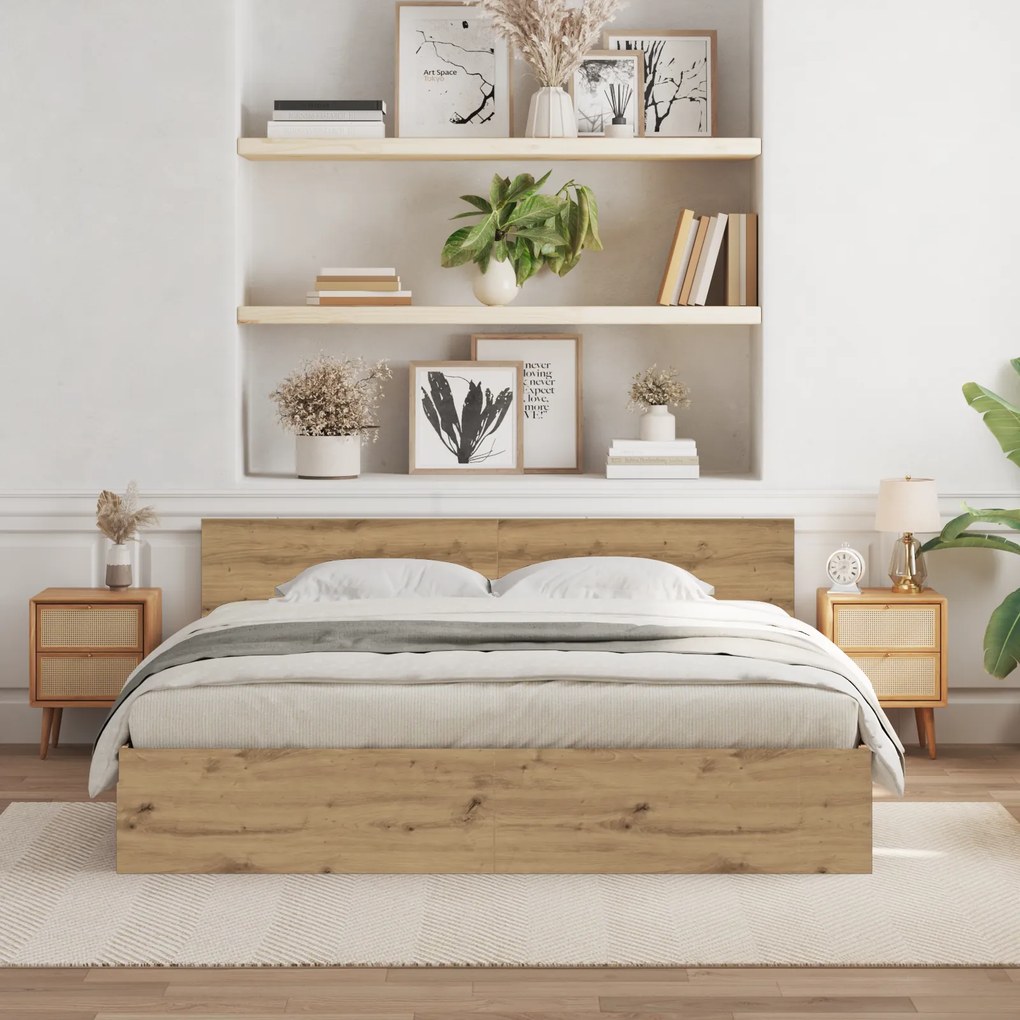 vidaXL Κρεβάτι με Κεφαλάρι σε Παλιό Δρύς – 180 x 200 εκ, από τεχνητό ξύλο.