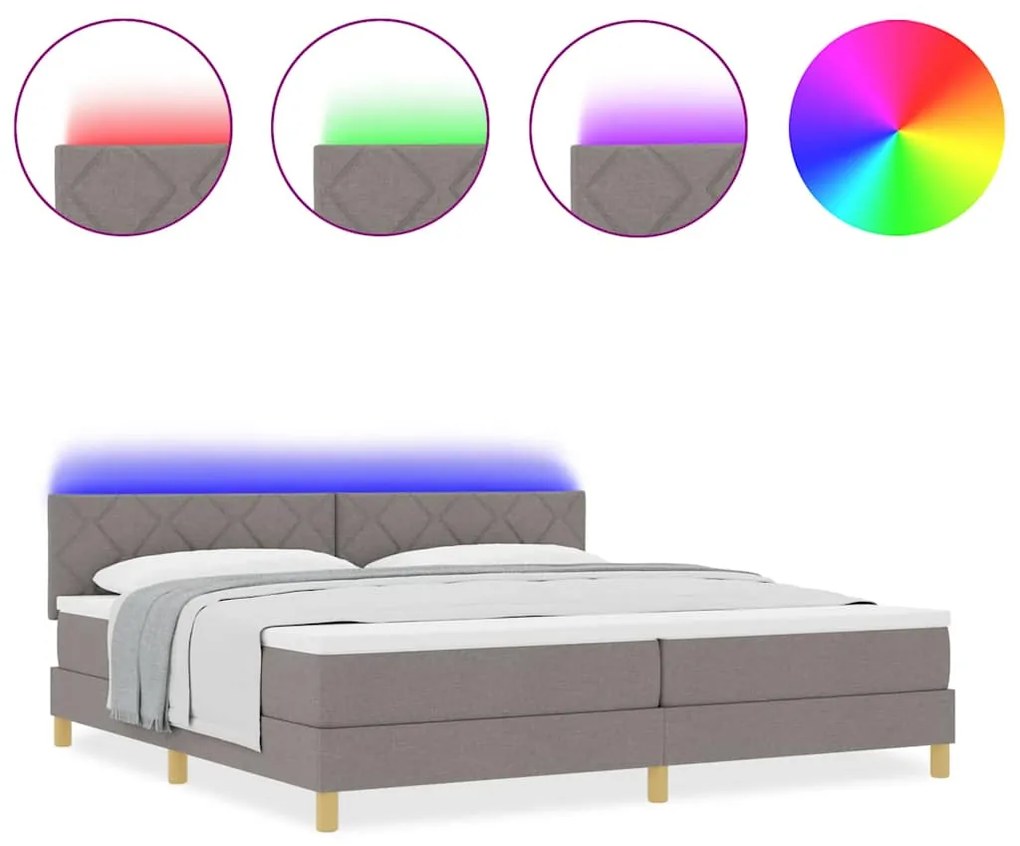 vidaXL Κρεβάτι με ελατήρια με στρώμα Taupe 200 x 200 cm ύφασμα