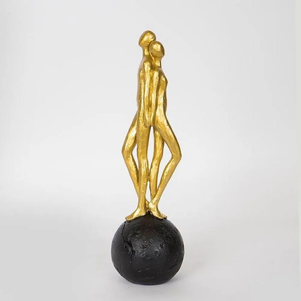 Διακοσμητική Φιγούρα Ζευγάρι 752-27089 9,5x9,5x31,5cm Gold-Black Estheti Home Polyresin