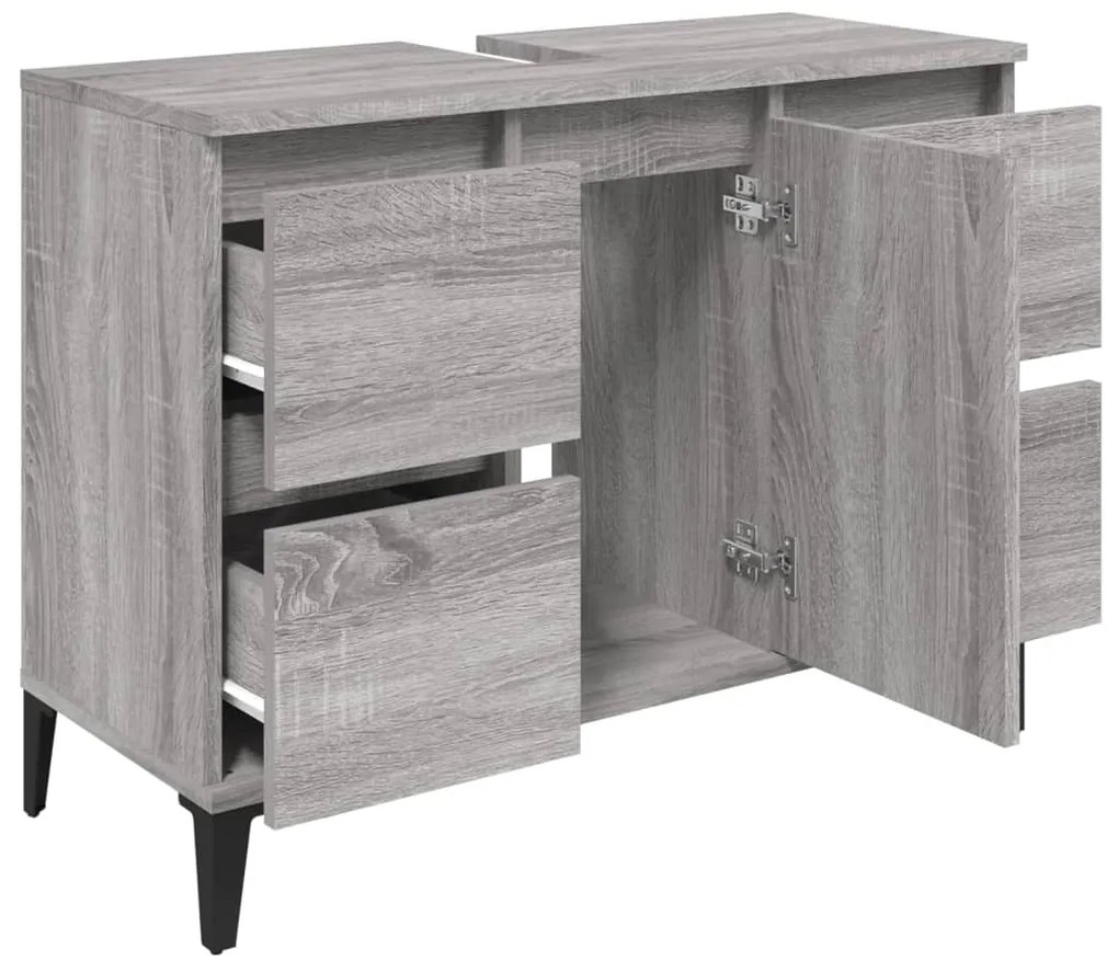 vidaXL Ντουλάπι Νιπτήρα Γκρι Sonoma 80 x 33 x 60εκ. Επεξεργασμένο Ξύλο