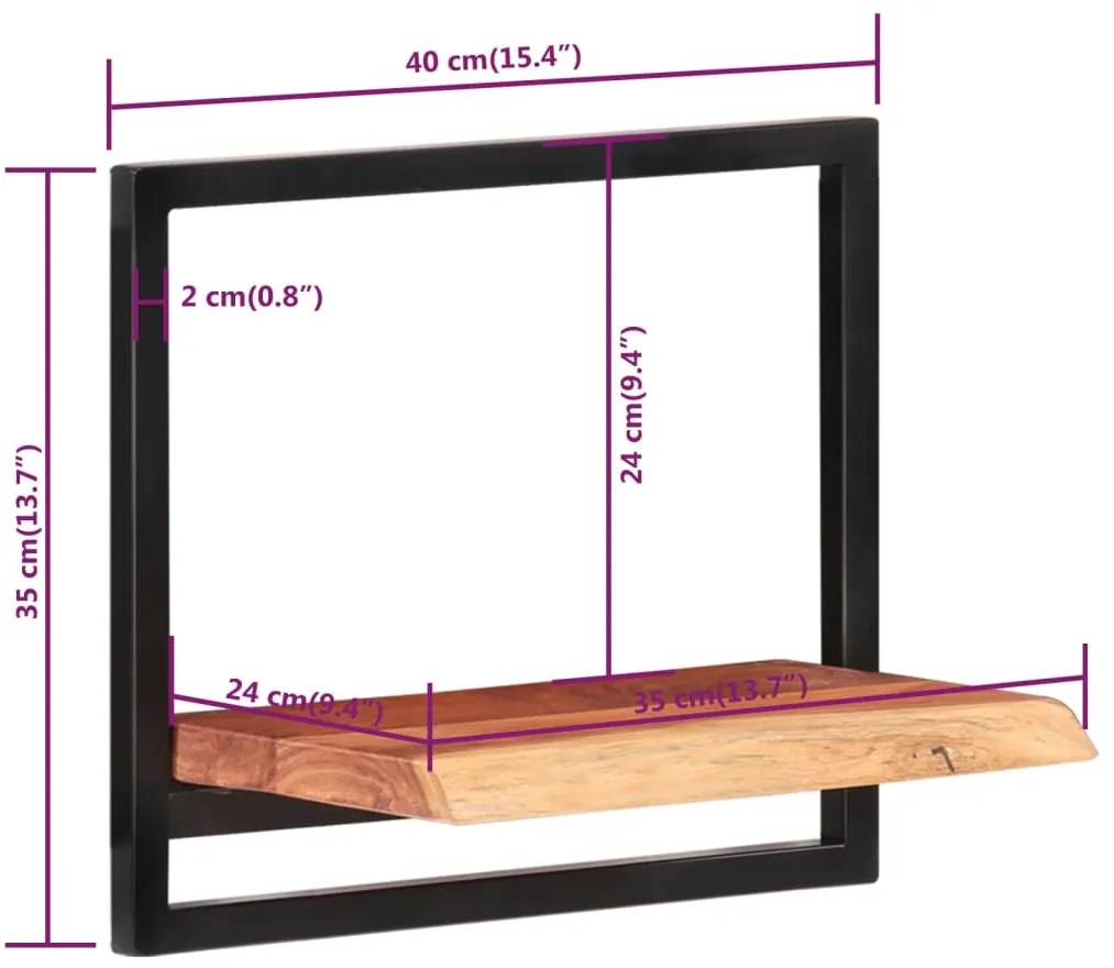 ΡΑΦΙΑ ΤΟΙΧΟΥ 2 ΤΕΜ. 40X24X35 ΕΚ. ΜΑΣΙΦ ΞΥΛΟ ΑΚΑΚΙΑΣ &amp; ΑΤΣΑΛΙ 338460