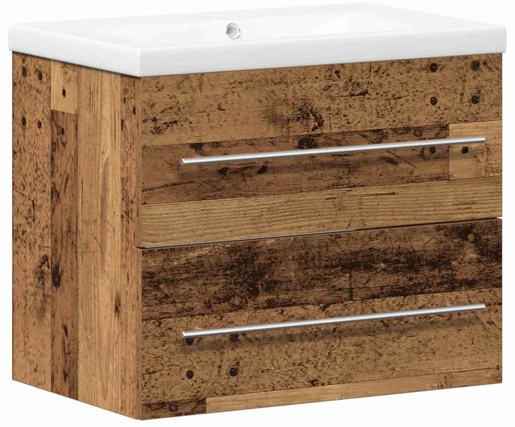 vidaXL Ντουλάπα νιπτήρα με λεκάνη 2 pcs Παλιό Ξύλο 60 x 38.5 x 48 cm