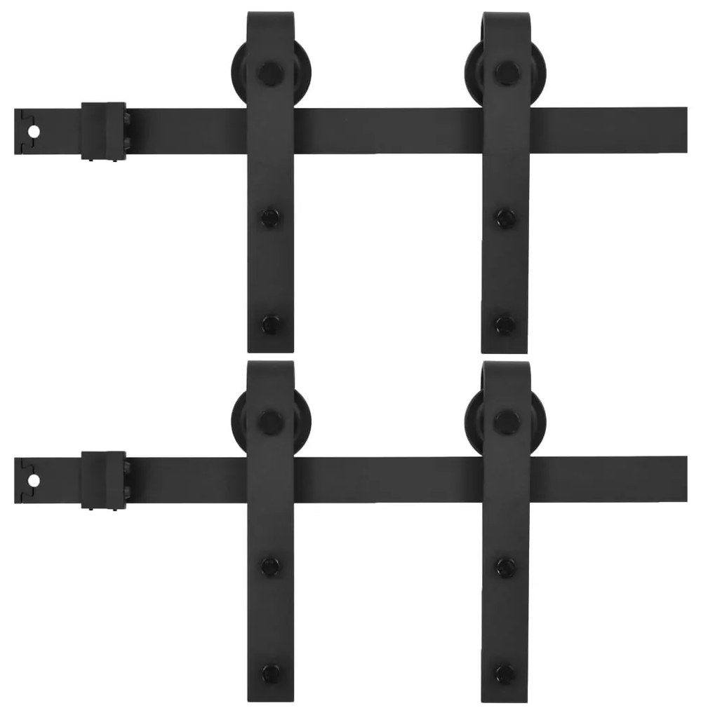 vidaXL Μηχανισμοί Συρόμενης Μεσόπορτας 2 τεμ. Μαύροι 200 εκ. Ατσάλινοι