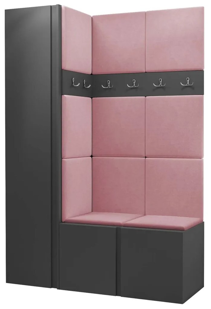 Σετ διαδρόμου Hartford 471, 186x124x44cm, 62 kg, Γραφίτης, Πλαστικοποιημένη μοριοσανίδα, Ταπισερί, Εντοιχισμένη, Τοίχου | Epipla1.gr