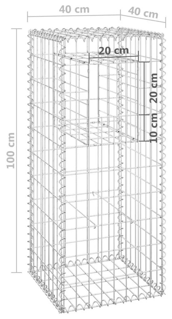 Συρματοκιβώτια Στύλοι 2 τεμ. 40 x 40 x 100 εκ. Σιδερένιοι - Ασήμι