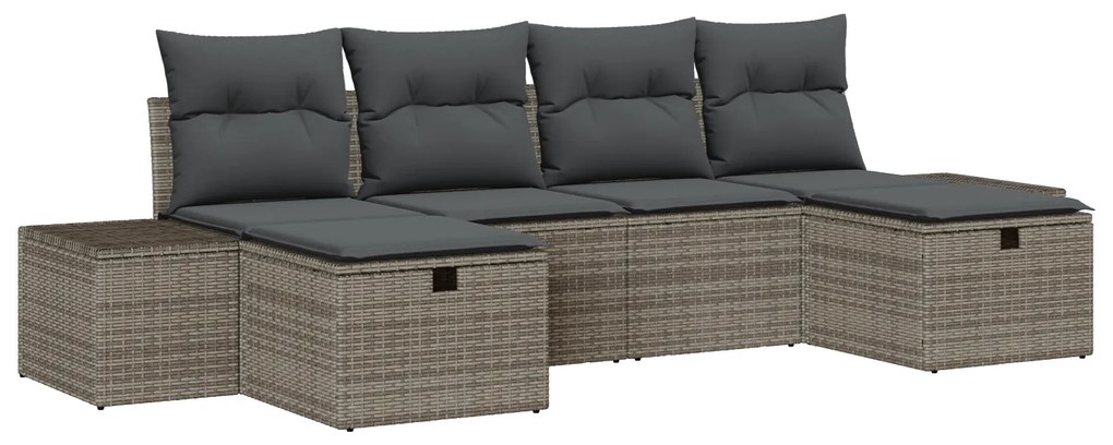 vidaXL Σετ Καναπέ Κήπου 6 pcs Γκρι 55 x 62 x 69 εκ Πολυ ράταν