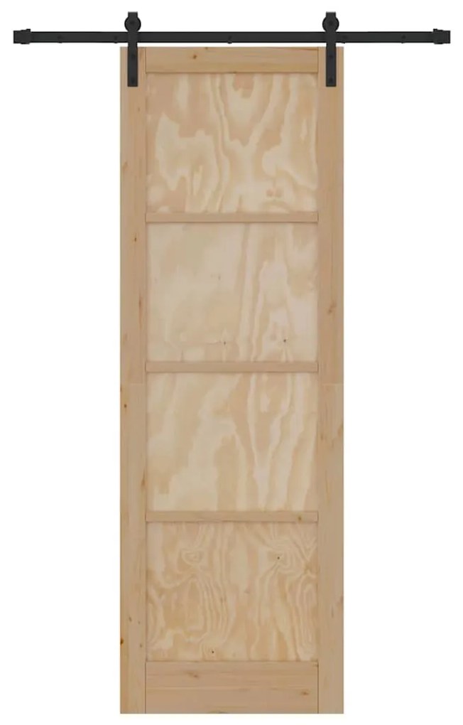 vidaXL Συρόμενη Πόρτα Φυσικό και μαύρο 78 x 232 cm