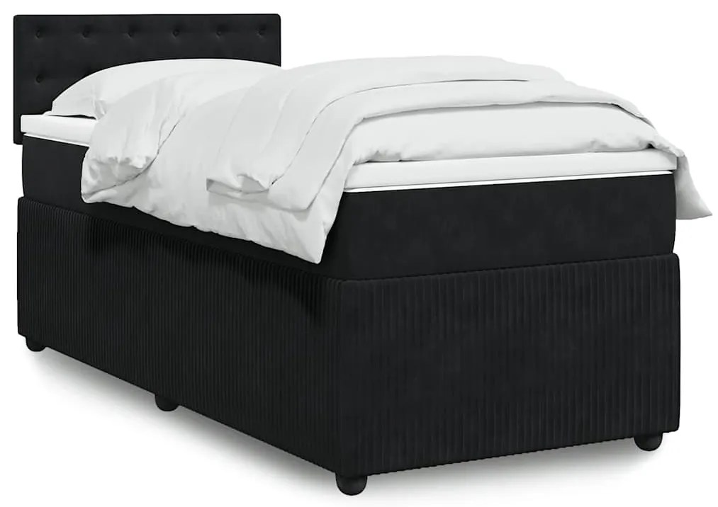 vidaXL Κρεβάτι Boxspring με Στρώμα Μαύρο 80 x 200 εκ. Βελούδινο