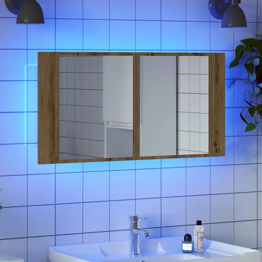 vidaXL Καθρέφτης Ντουλάπι Αρτισιανή Δρυς 90x12x45 εκ. Επεξ. Ξύλο