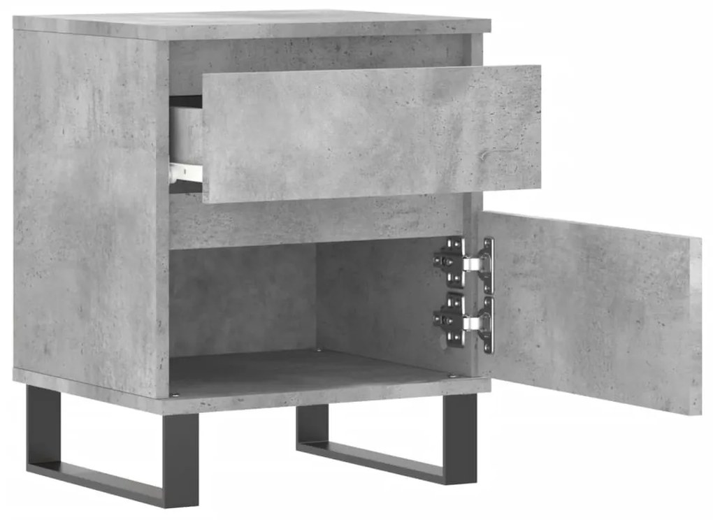 vidaXL Κομοδίνο Γκρι Σκυροδέματος 40 x 35 x 50 εκ. από Επεξεργ. Ξύλο
