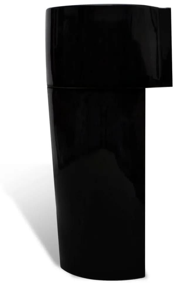 Νιπτήρας Επιδαπέδιος Στρογγυλός με Οπή Βρύσης/Υπερχ. Μαύρος Κεραμικός - Μαύρο