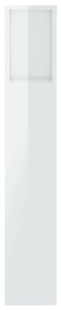 vidaXL Κεφαλάρι Με Αποθ. Χώρο Γυαλιστερό Λευκό 200 x 18,5 x 104,5 εκ.