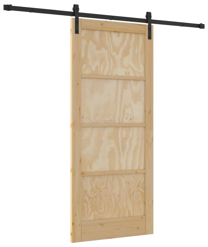 vidaXL Συρόμενη Πόρτα με Σετ Εξαρτημάτων 86x198.5 cm Συμπαγές Ξύλο Πεύκου