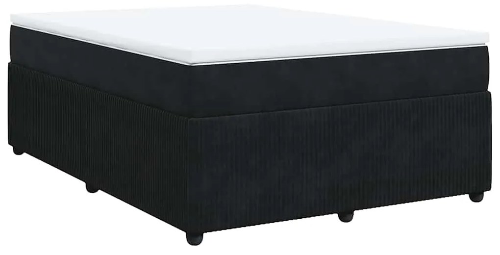 vidaXL Κρεβάτι Boxspring με Στρώμα Μαύρο 140x190 εκ. Βελούδινο