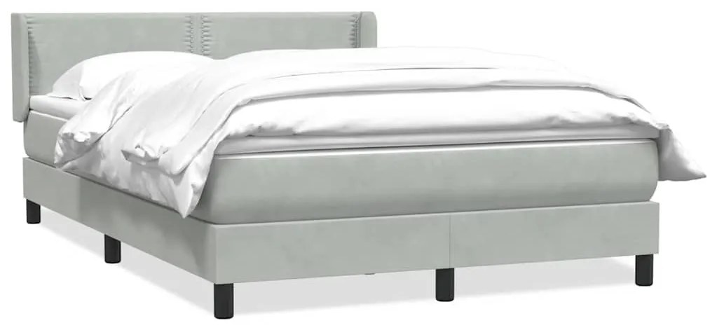 Κρεβάτι Boxspring με Στρώμα Ανοιχτό Γκρι 160x220 εκ. Βελούδινο - Γκρι