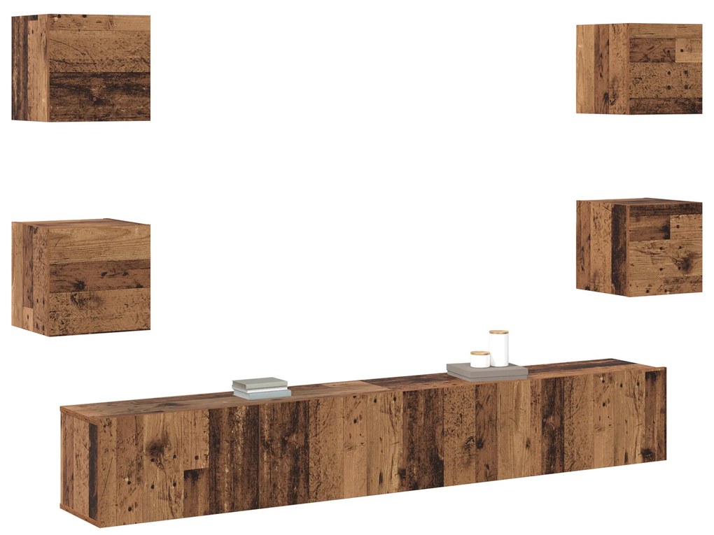 vidaXL Σετ επίπλου τηλεόρασης 6 pcs Καφέ 200 x 30 x 30 cm