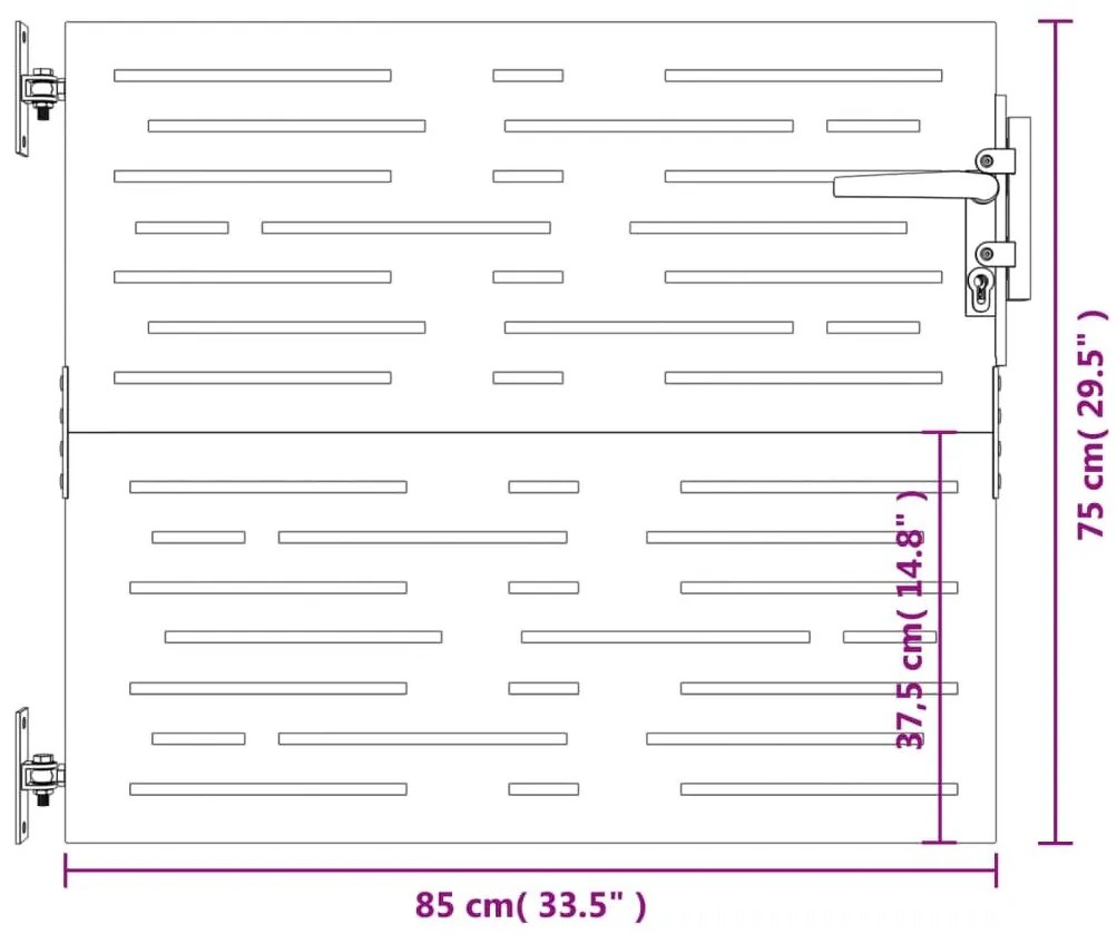 Πύλη Κήπου με Τετράγωνο Σχέδιο 85x75 εκ. από Ατσάλι Corten - Καφέ