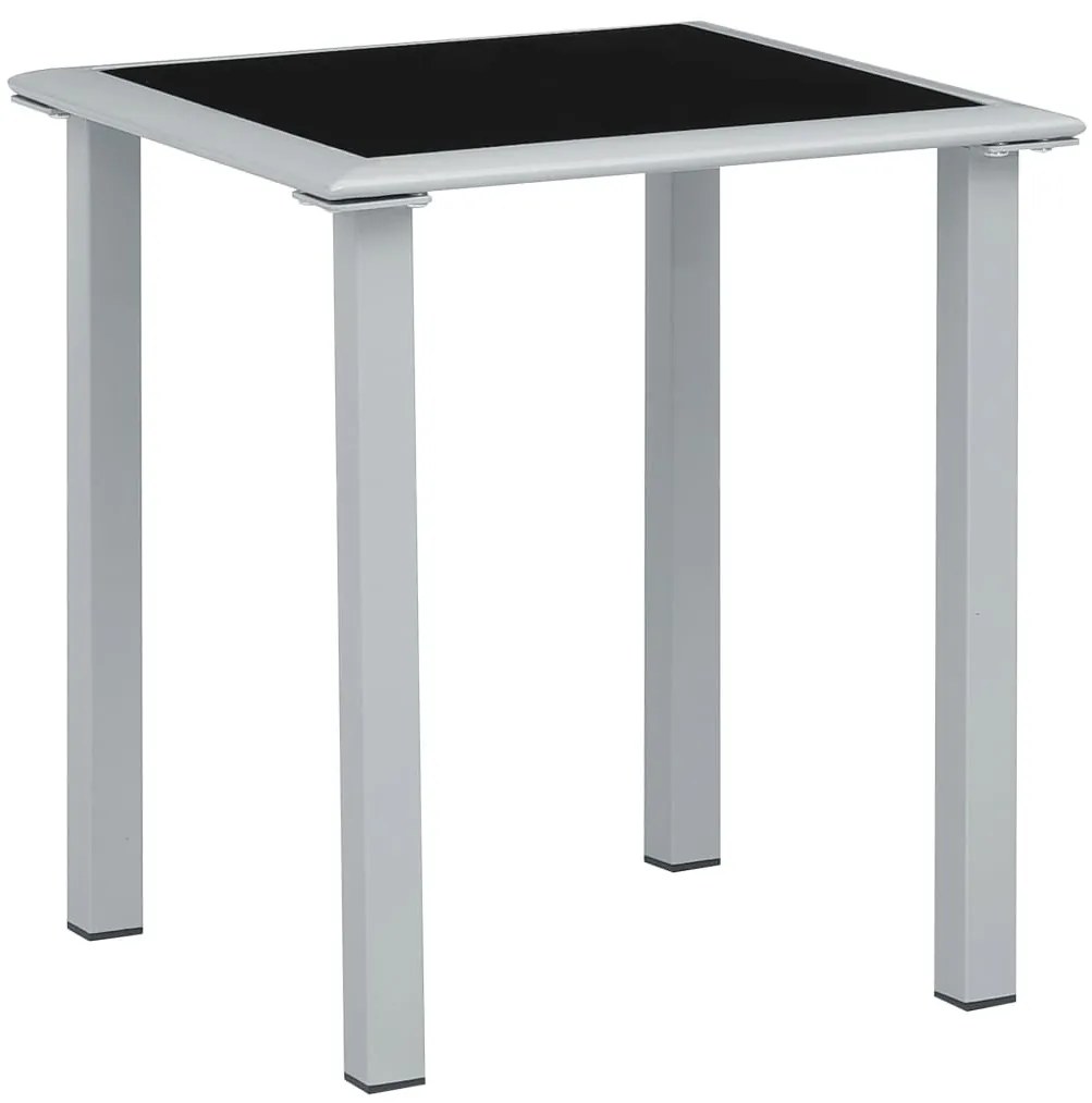 vidaXL Τραπέζι Κήπου Μαύρο/Ασημί 41x41x45 εκ. από Ατσάλι και Γυαλί