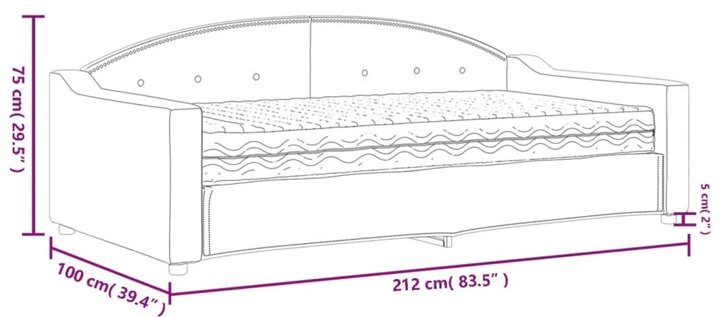 Καναπές Κρεβάτι με Στρώμα Σκούρο Γκρι 90 x 190 εκ. Υφασμάτινο - Γκρι