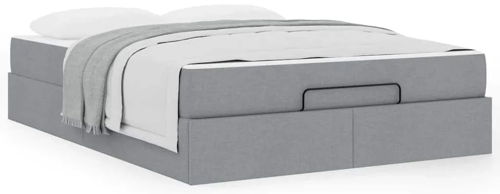 vidaXL Σκελετός κρεβατιού με στρώμα 2 pcs Ανοιχτό γκρι ύφασμα