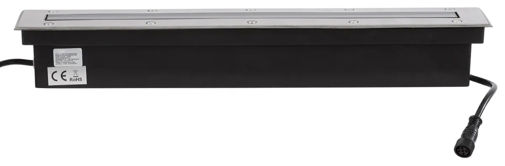 GloboStar UNDERGROUND-REMVI 90193 Χωνευτό Φωτιστικό Wall Washer Δαπέδου LED 12W 1020lm 10° DC 24V Αδιάβροχο IP68 L50 x W9 x H7.2cm RGBW DMX512 - Ανοξείδωτο Ατσάλι - 3 Years Warranty