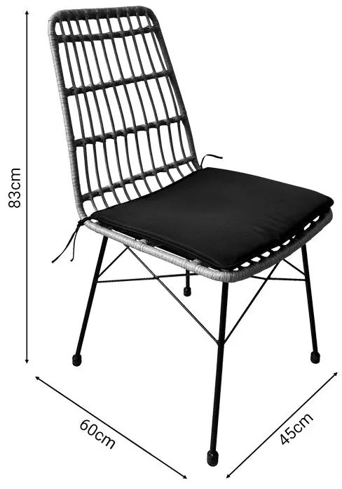 Σετ κήπου Τραπεζαρία Naoki U 5τεμ rattan pe σε φυσικό και μαύρο μέταλλο 160x90x78εκ 160x90x78 εκ.