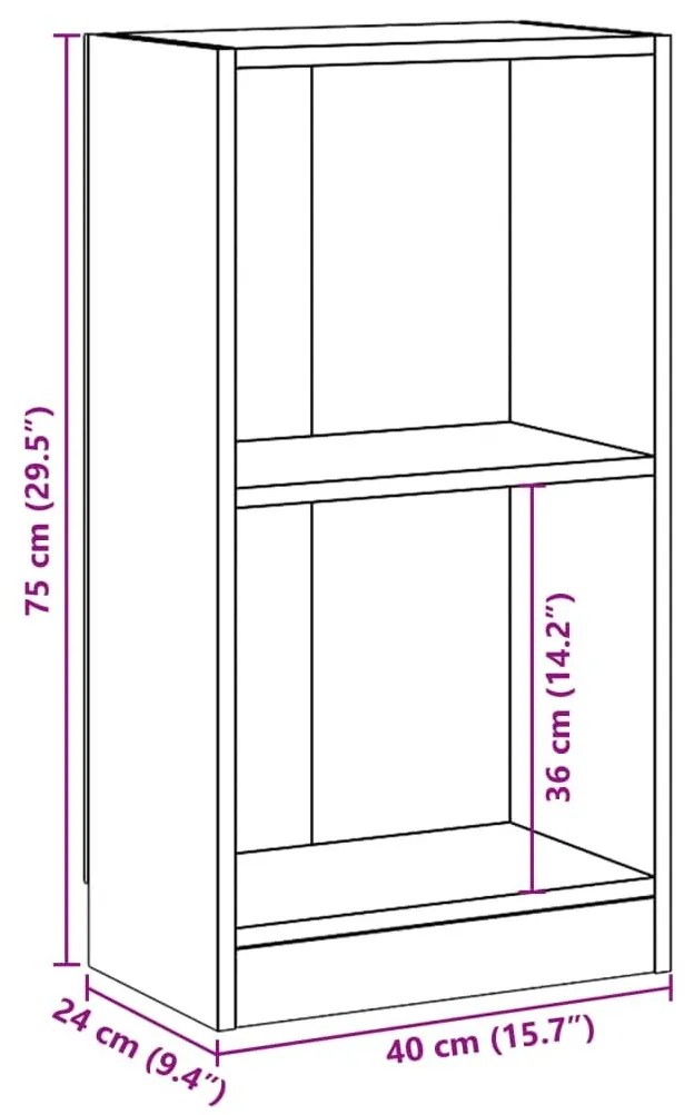 Βιβλιοθήκη Χρώμα Sonoma Δρυς 40 x 24 x 75 εκ. από Μοριοσανίδα - Καφέ