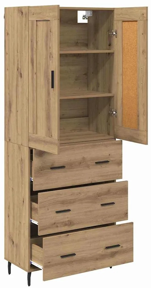vidaXL Highboard με συρτάρι 2 pcs Artisan Oak Σύνθετο Ξύλο και Γυαλί