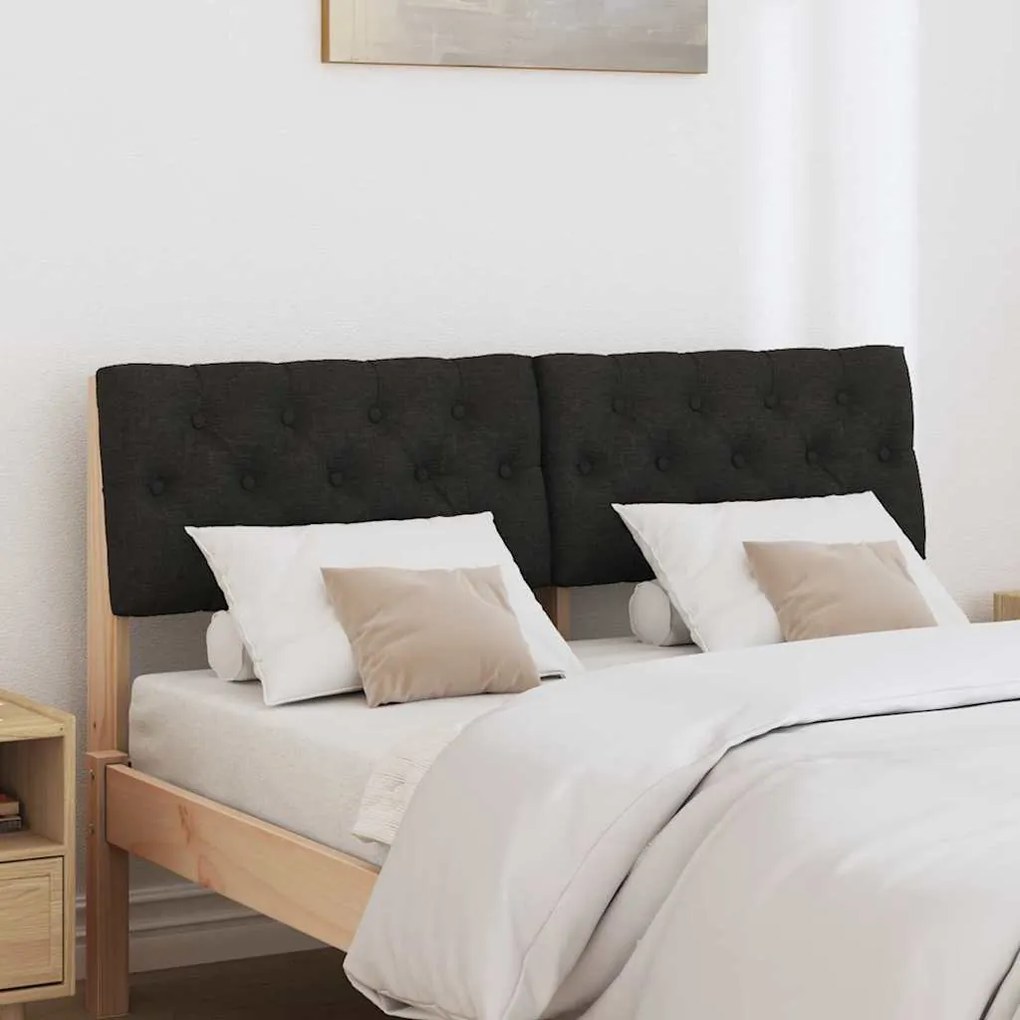 vidaXL Ταπετσαρισμένο κεφαλάρι Μαύρο 120 cm Στερεά ξυλεία πεύκου
