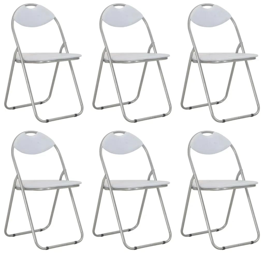 Καρέκλες Τραπεζαρίας Πτυσσόμενες 6 τεμ. Λευκές Συνθετικό Δέρμα