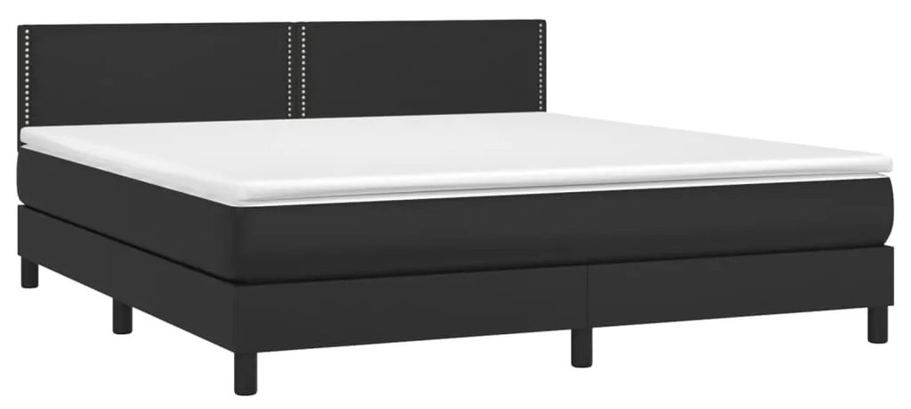 vidaXL Κρεβάτι Boxspring με Στρώμα Μαύρο 160x200εκ.από Συνθετικό Δέρμα