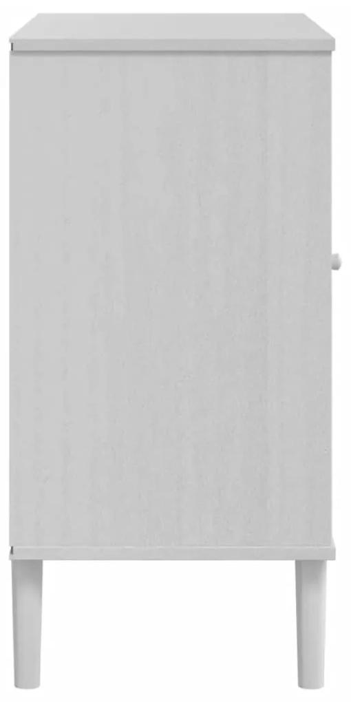 Ντουλάπι SENJA Λευκό / Όψη Ρατάν 80x40x80 εκ. Μασίφ Ξύλο Πεύκου - Λευκό