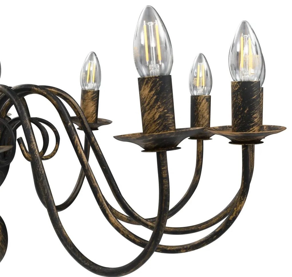 vidaXL Πολυέλαιος Αντικέ Μαύρος με 12 Ντουί Ε14