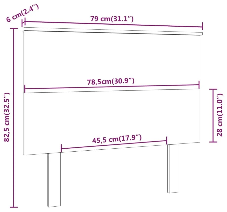 vidaXL Κεφαλάρι κρεβατιού Καφέ 79x6x82,5 εκ. από Μασίφ Ξύλο Πεύκου