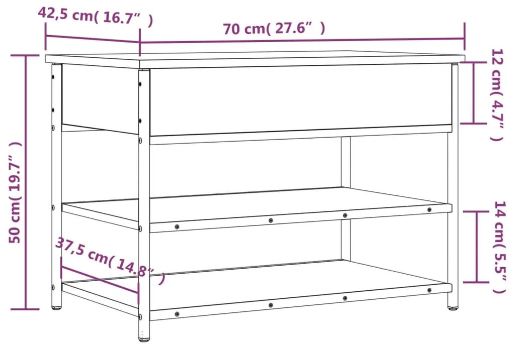 Παπουτσοθήκη Γκρι Sonoma 70x42,5x50 εκ. από Επεξεργασμένο Ξύλο 839031