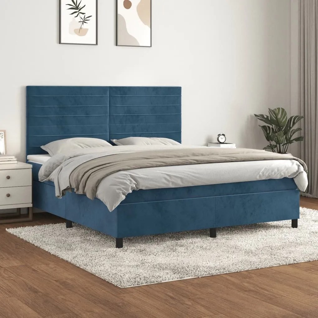 ΚΡΕΒΑΤΙ BOXSPRING ΜΕ ΣΤΡΩΜΑ ΣΚΟΥΡΟ ΜΠΛΕ 180X200 ΕΚ. ΒΕΛΟΥΔΙΝΟ 3143101