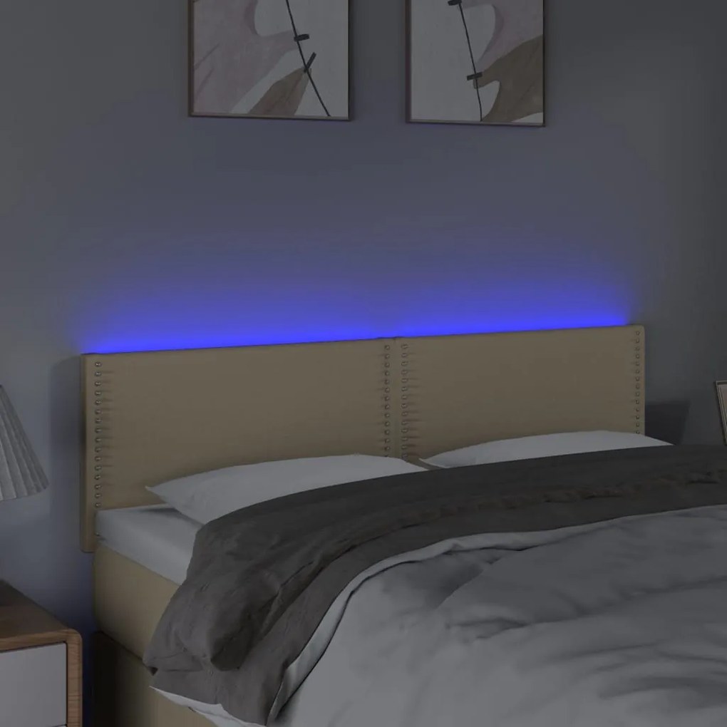 Κεφαλάρι Κρεβατιού LED Κρεμ 144x5x78/88 εκ. Υφασμάτινο 3121475