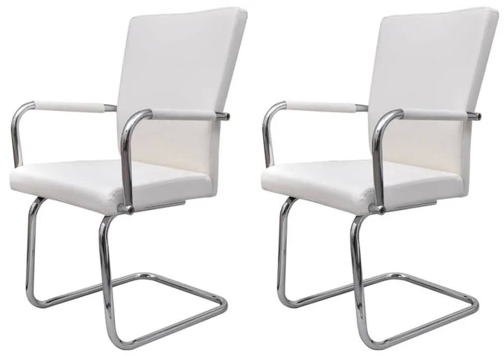 Καρέκλες Τραπεζαρίας «Πρόβολος» 2 τεμ. Λευκές Συνθετικό Δέρμα - Λευκό