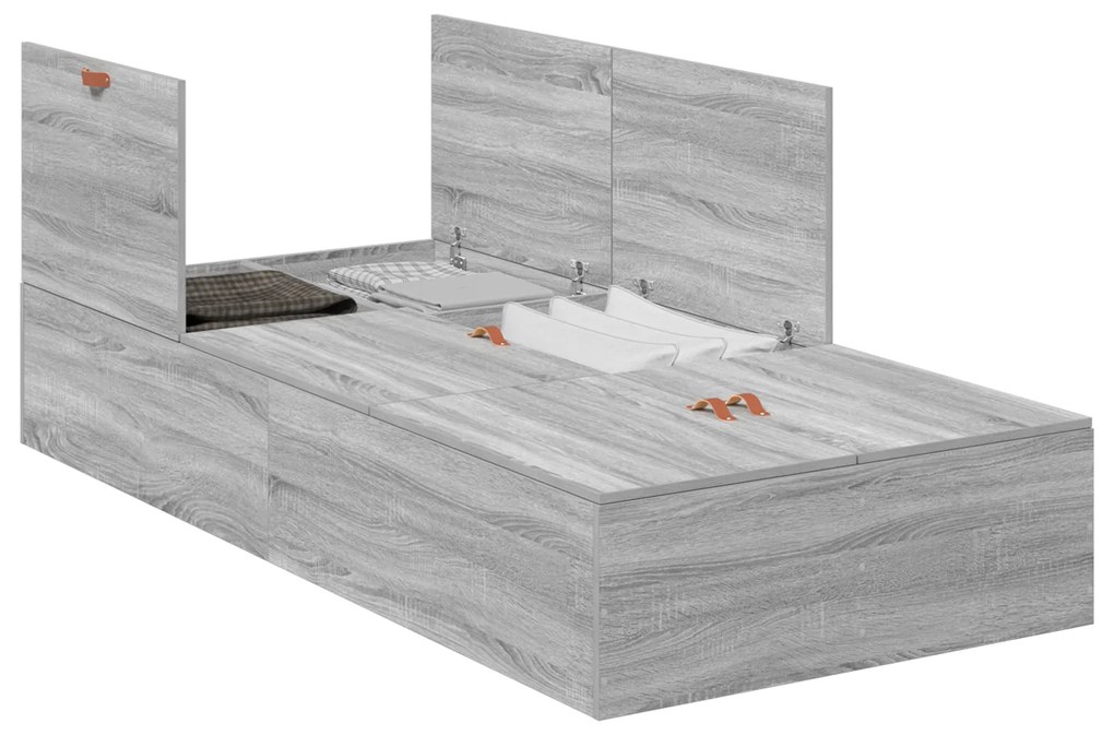vidaXL Κρεβάτι Αποθήκευσης Γκρι Sonoma 90x200 εκ.