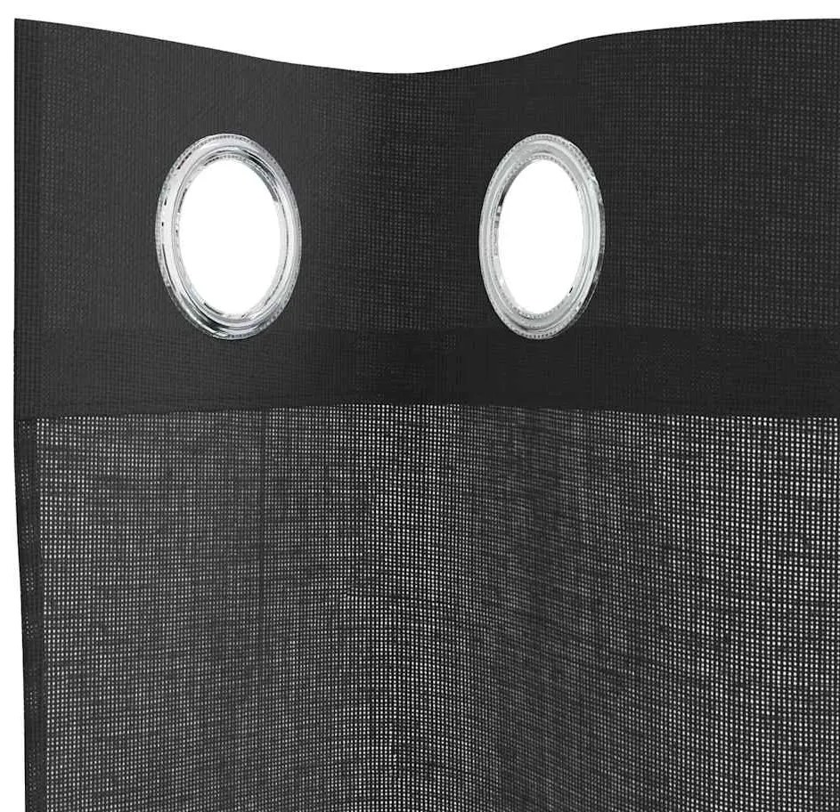Κουρτίνες Voile με ροδέλες 2 τεμάχια Μαύρο 140x140 εκ. - Μαύρο