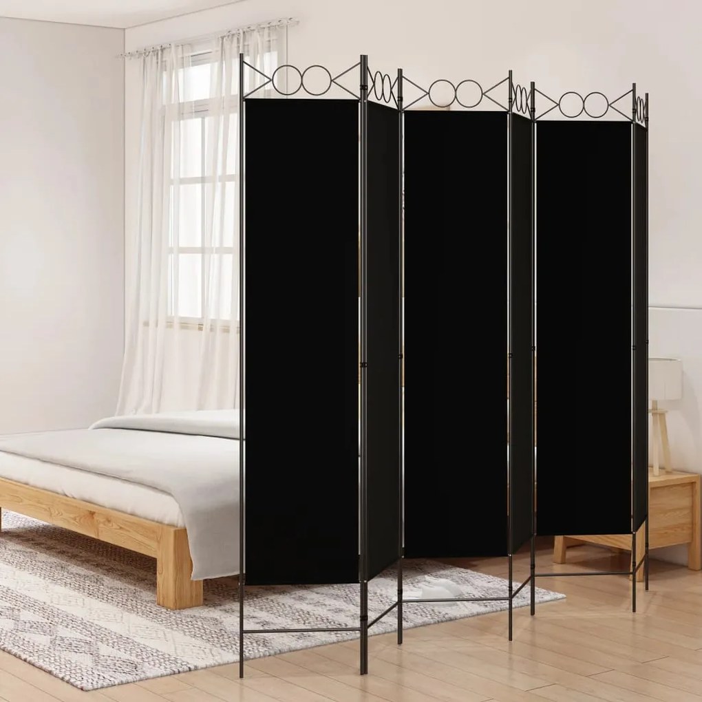 vidaXL Διαχωριστικό Δωματίου με 6 Πάνελ Μαύρο 240x200 εκ. από Ύφασμα